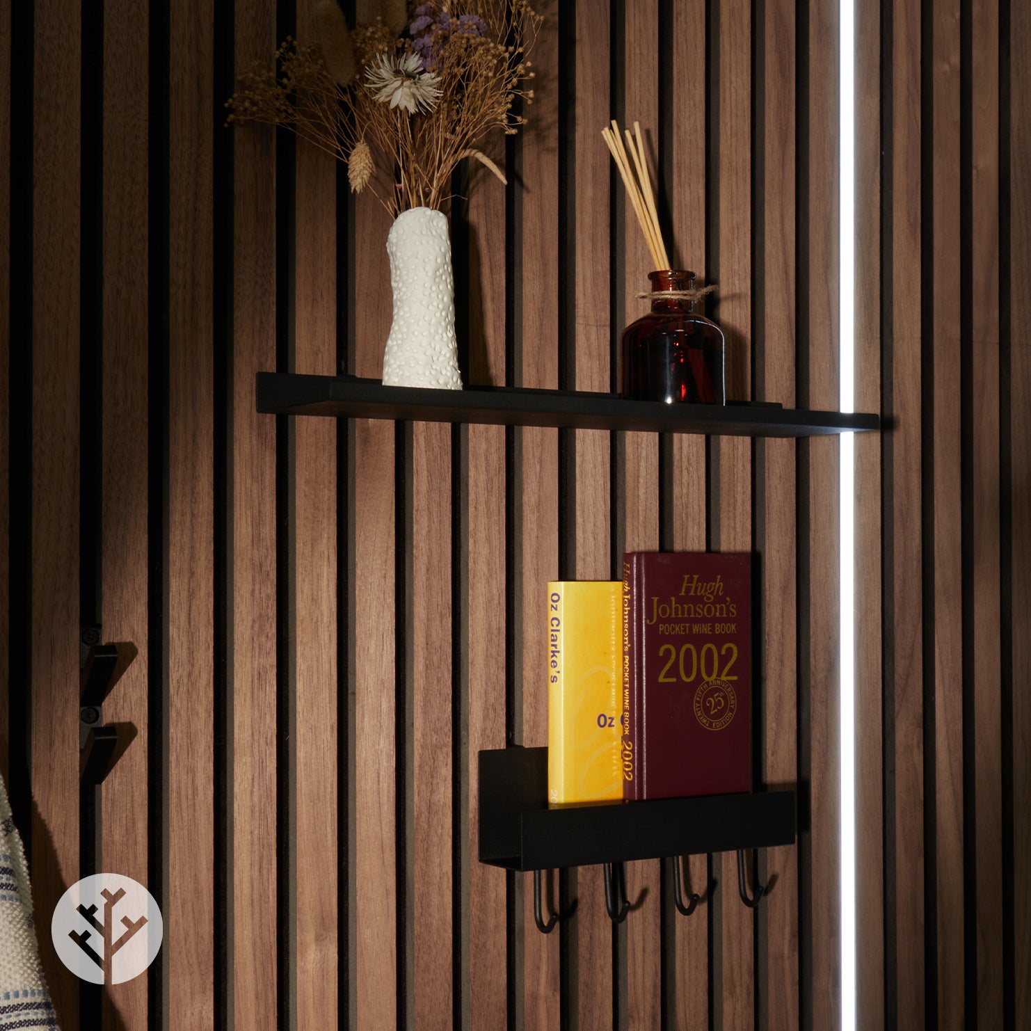 Shelf With Four Hooks | Panel Accessories by Acupanel®