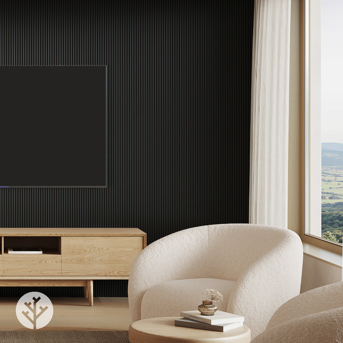 Flutto® Black Mini-Ridge Flexible Tambour Wood Panels