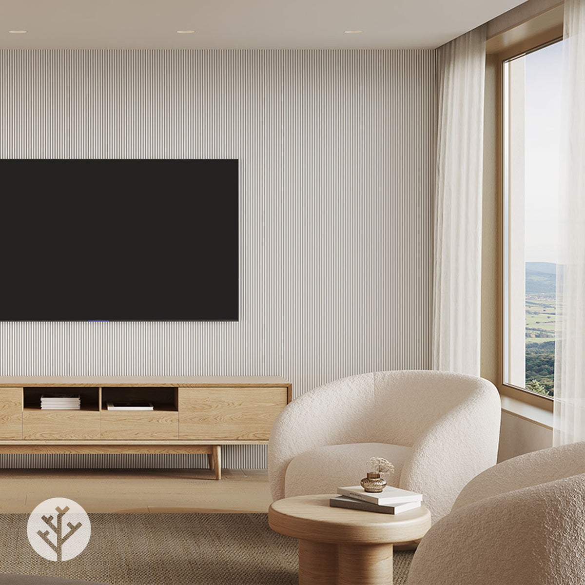 Flutto® White Mini-Ridge Flexible Tambour Wood Panels