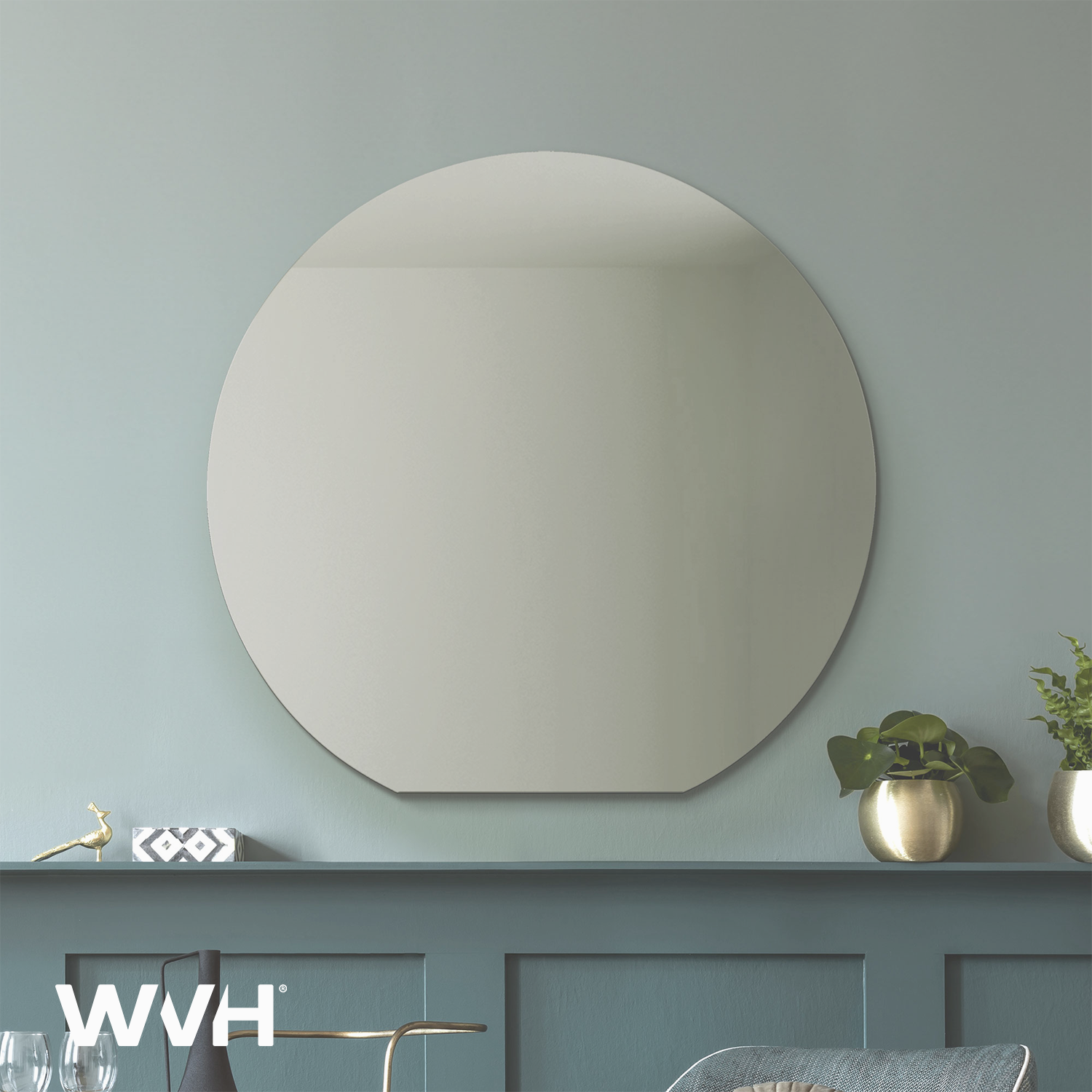 WVH® | The Round Flat-Base | Frameless Wall-Mountable Mirrors