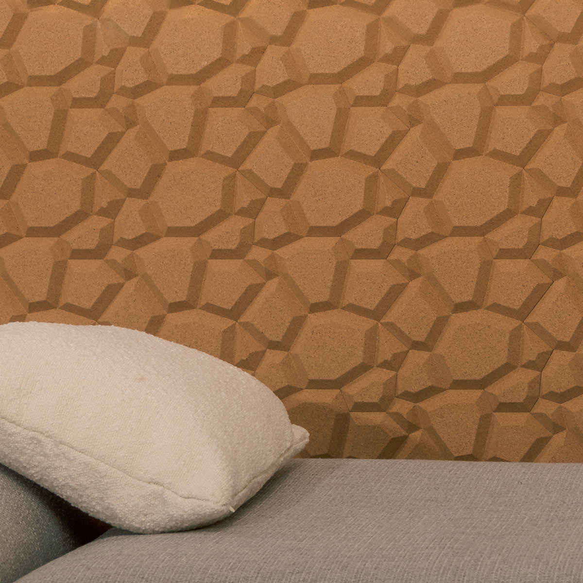 Muratto® Organic "Beehive Natural" Honeycomb Pattern Luxury Cork Wall Tiles