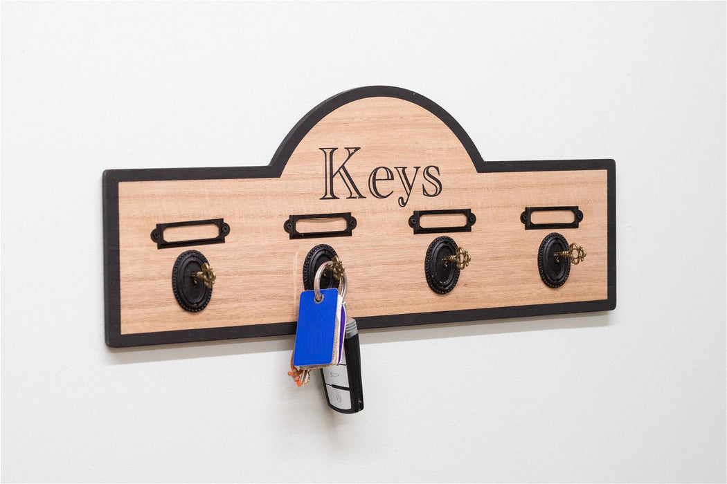 Wood | Board With Four Key-Design Hooks