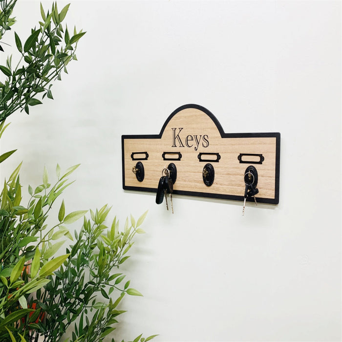 Wood | Board With Four Key-Design Hooks