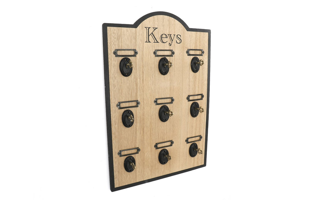 Wood | Board With Nine Key-Design Hooks