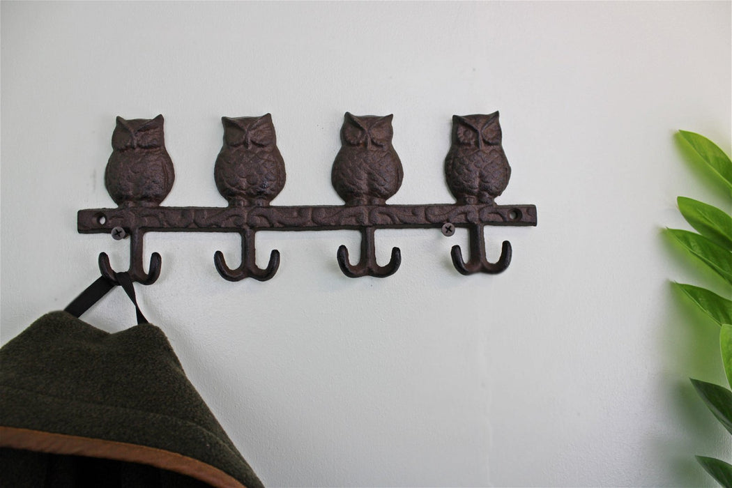 Cast Iron | Owls Four Wall Hooks