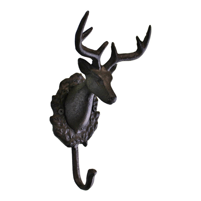 Cast Iron | Rustic Wall Hooks Single Stag Bust