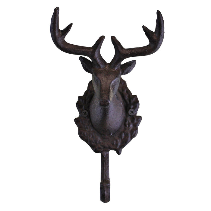 Cast Iron | Rustic Wall Hooks Single Stag Bust