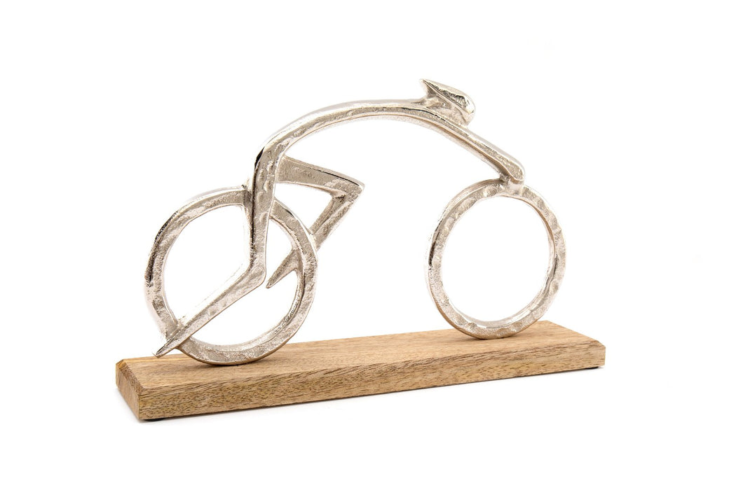 Silver | Cyclist on a Wooden Base