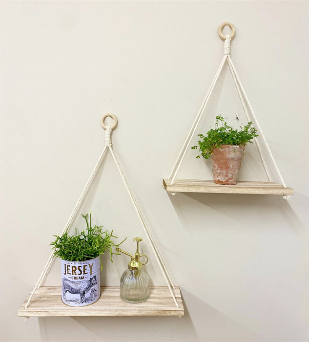 Wood | Set of Two Hanging Wall Shelves