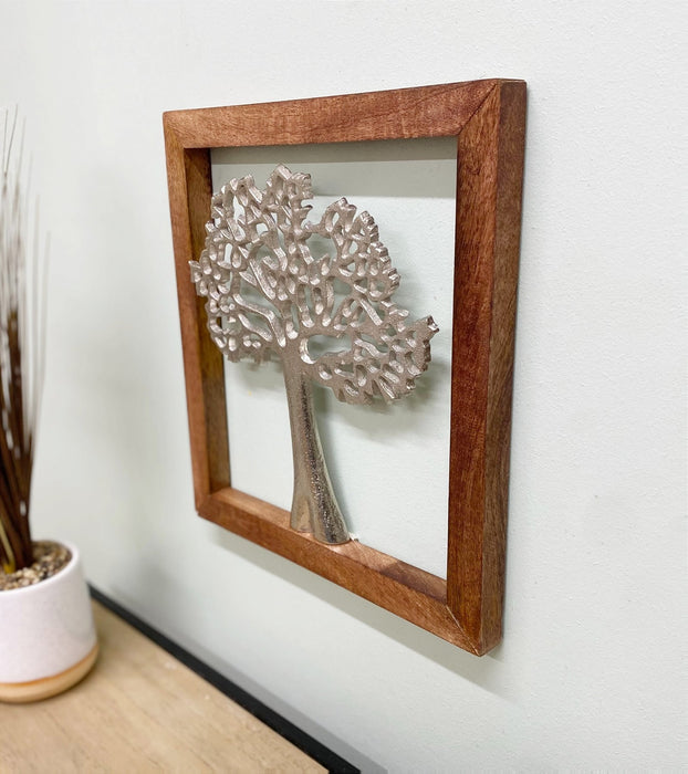 Silver | Tree Of Life In A Wooden Frame