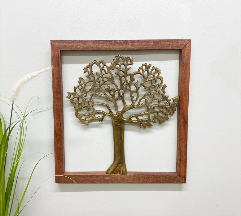 Brass | Tree Of Life In Wooden Frame