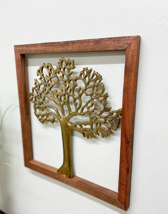 Brass | Tree Of Life In Wooden Frame