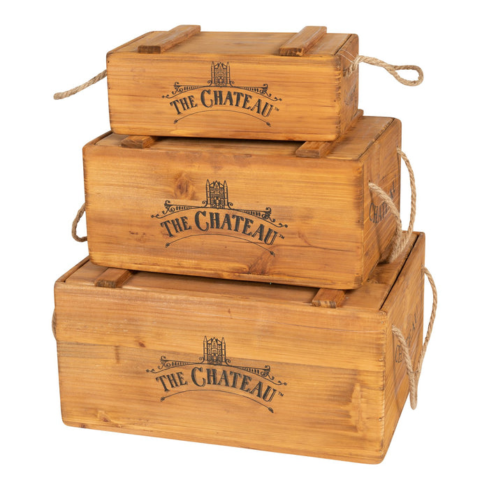 Wood | Set Of 3 Chateau Rustic Vintage Crates