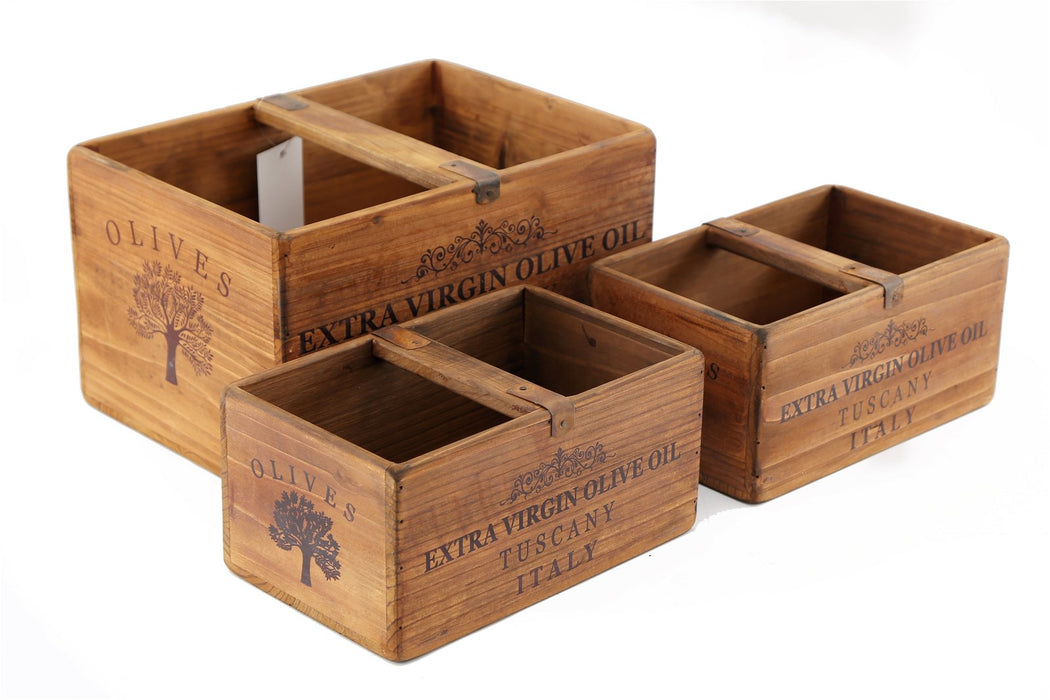 Wood | Set of Three Olive Oil Crates