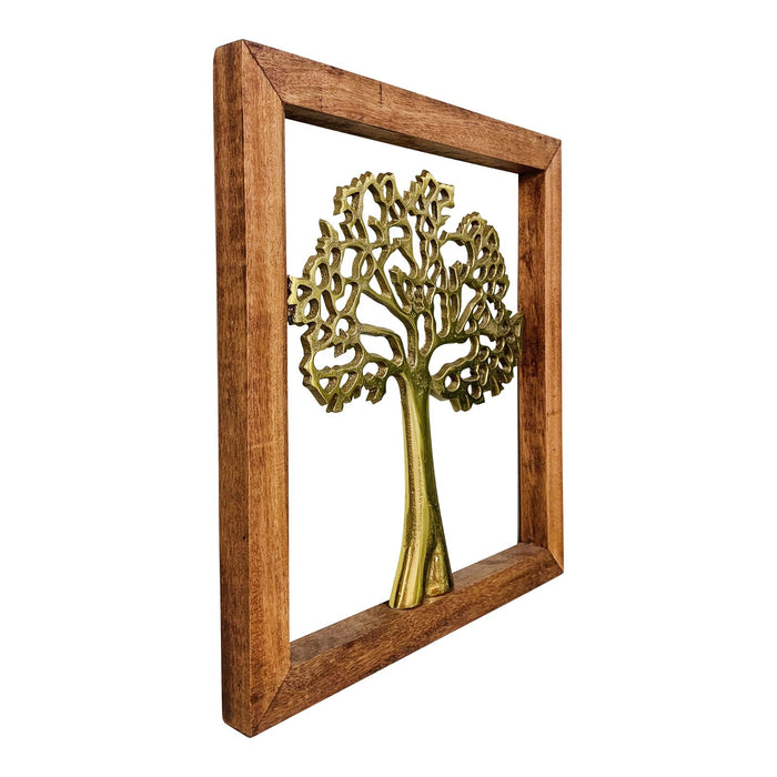 Gold | Wall Hanging Tree In Wooden Frame