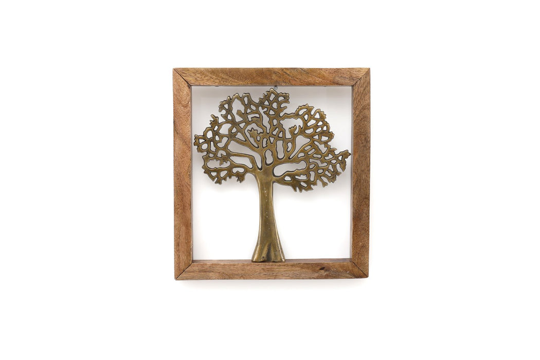 Gold | Wall Hanging Tree In Wooden Frame